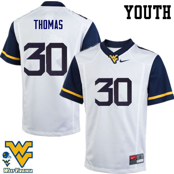 NCAA Youth J.T. Thomas West Virginia Mountaineers White #30 Nike Stitched Football College Authentic Jersey OZ23R08JC